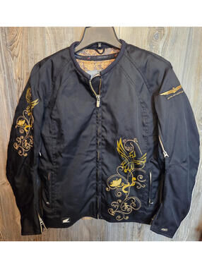 Joe Rocket Honda Gold Wing Women Motorcycle Jacket Black & Gold Floral Size Lrg